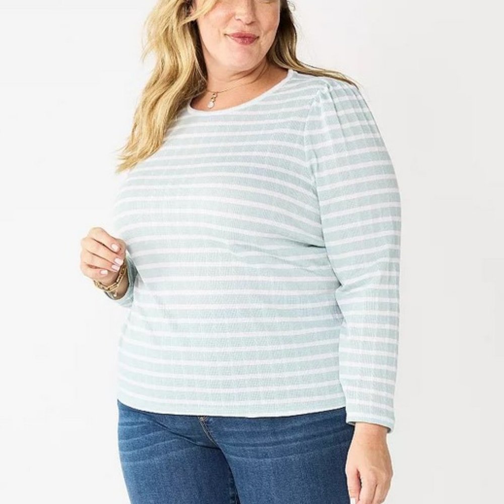 Croft & Barrow Cable Jacquard Cotton blend Top 3X